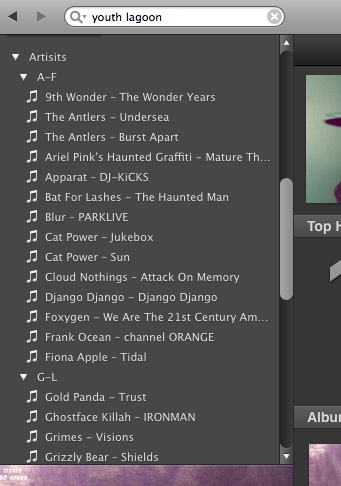 An example of how albums are stored using Spotify playlists