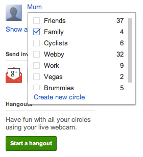 Google Plus Circle UI